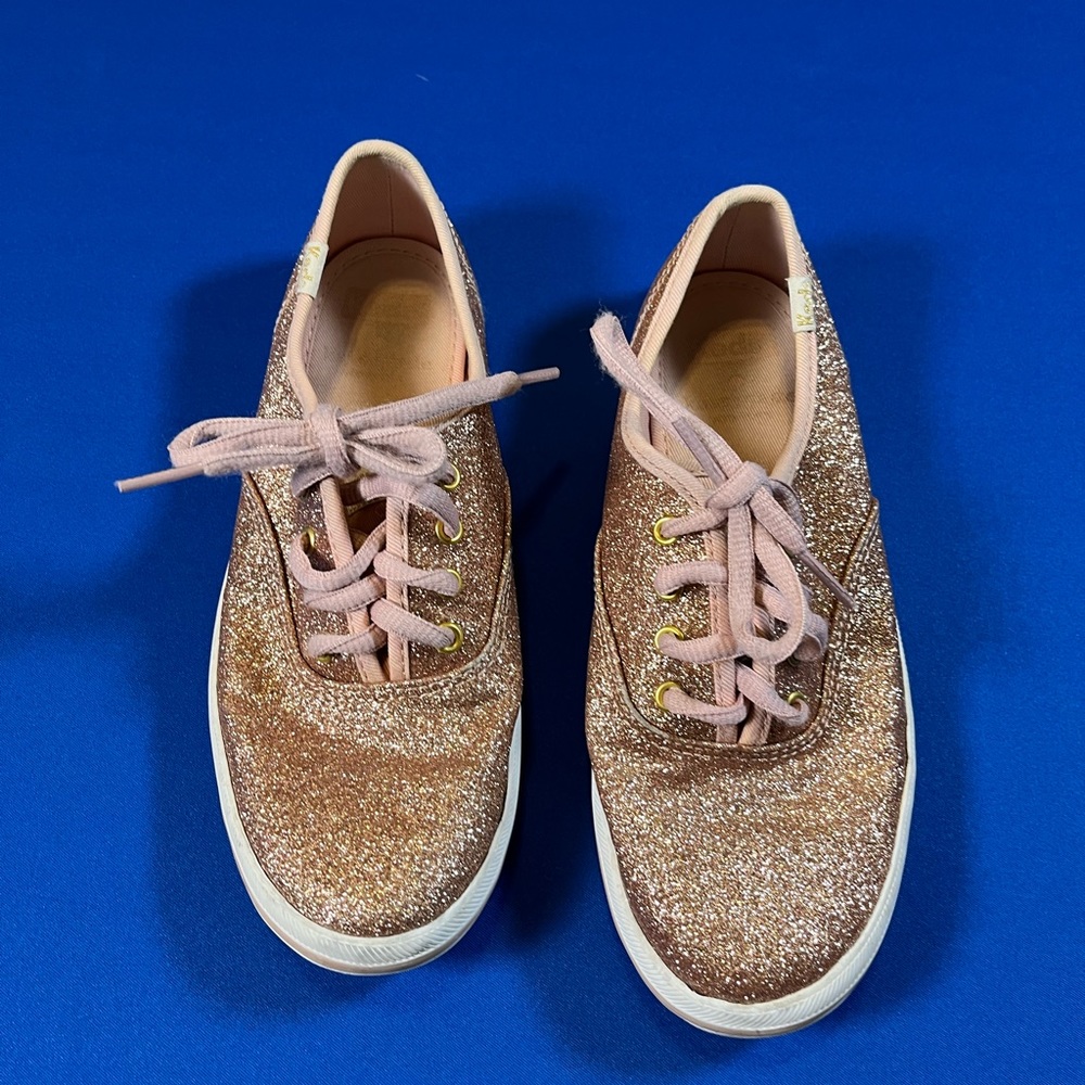 Keds Kate Spade rose gold glitter sneakers